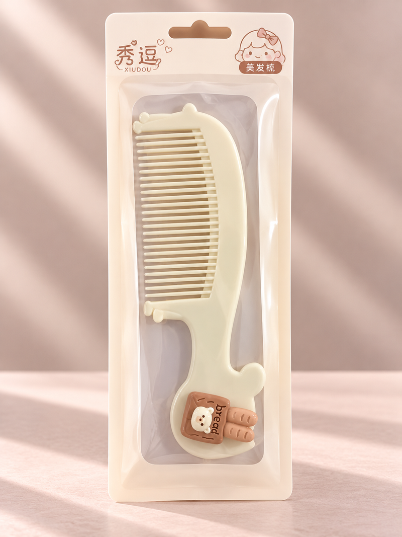Teddy Bread Baby Hair Comb Off White