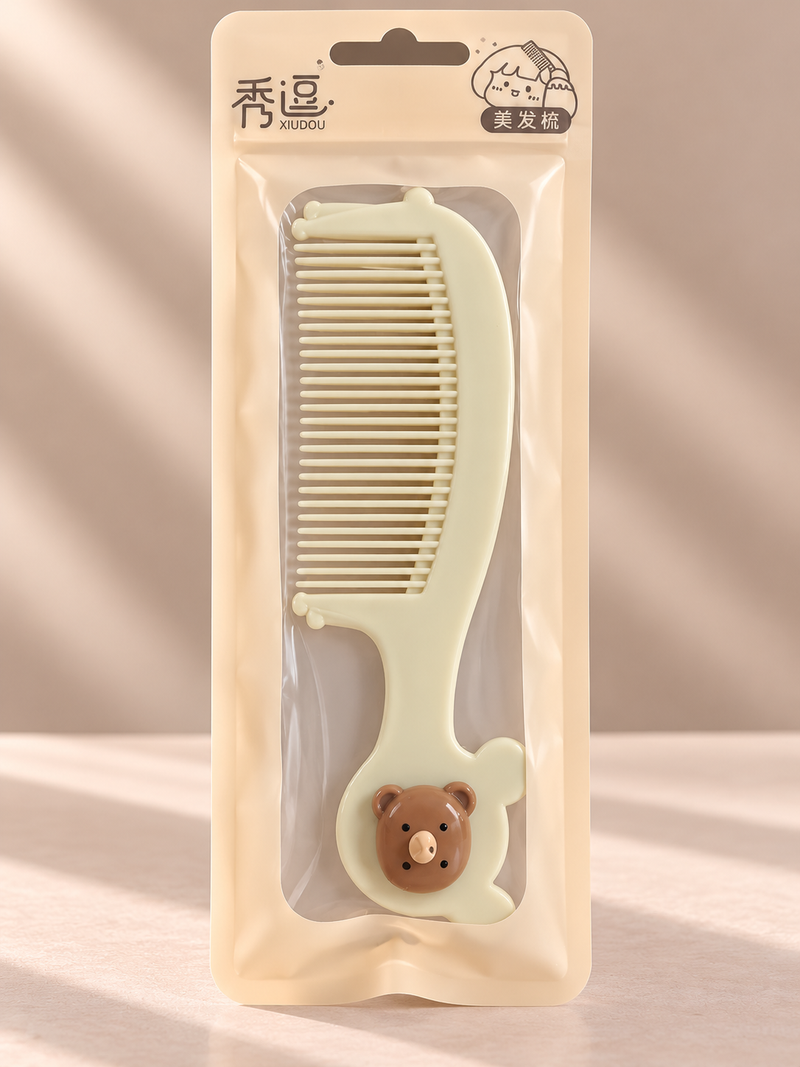 Bear Face Baby Hair Comb Off White