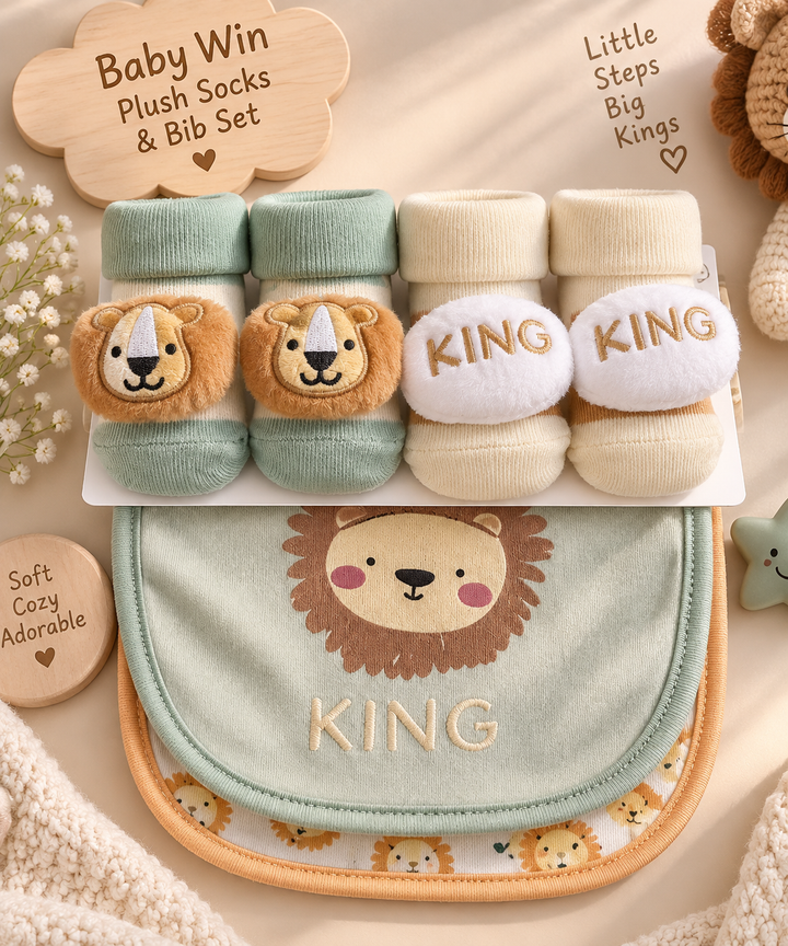 Lion King Plush Socks & Bib Set