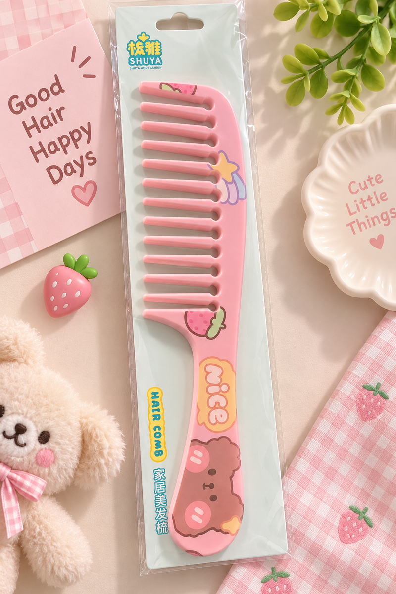 Pink Teddy Wide Tooth Comb