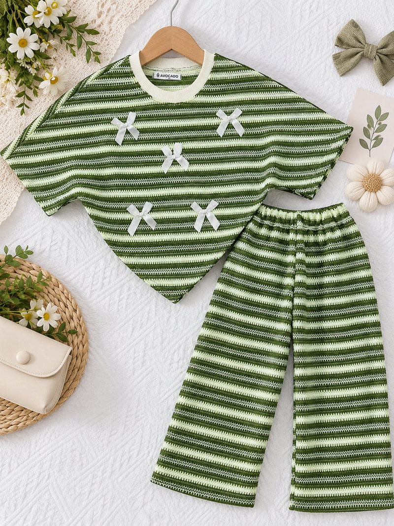 Olive Ribbon Stripe Top & Trouser