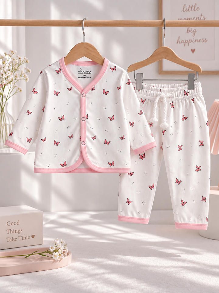 Pink Butterfly Baby Nightsuit Infant