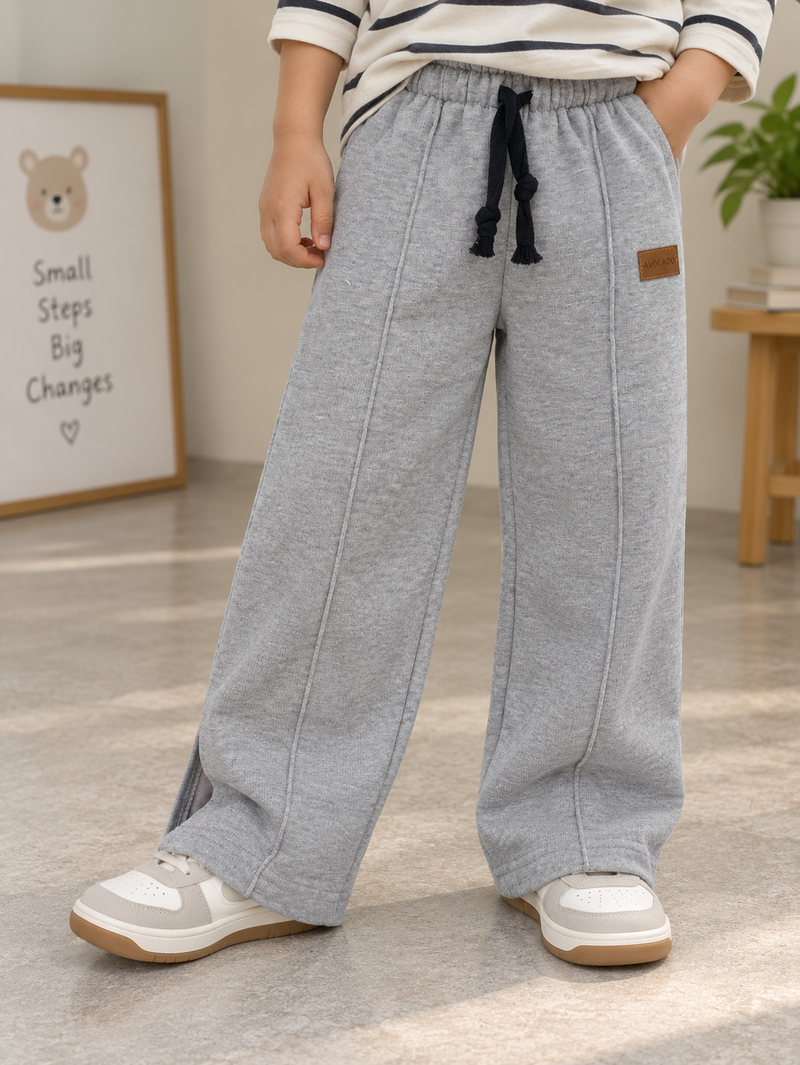 Avocado Signature Logo Grey Fleece Straight Trouser