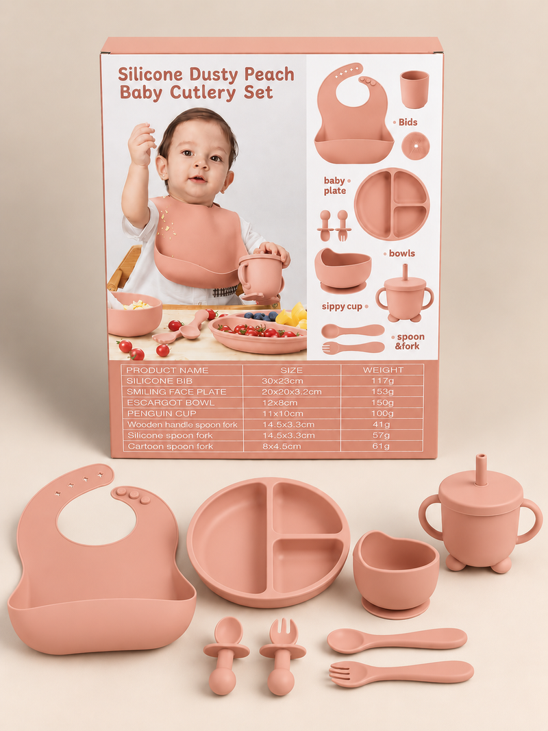 Silicone Peach Baby Cutlery Set