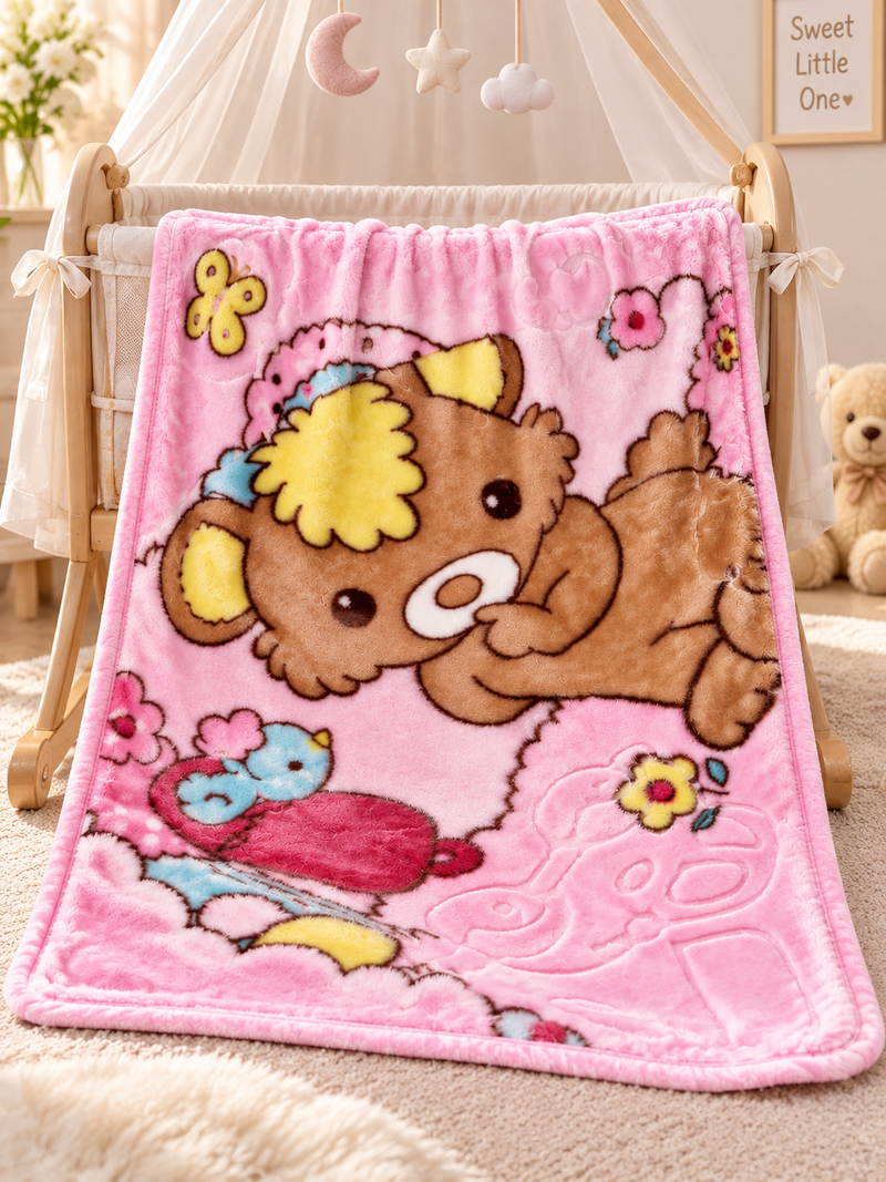 Teddy Mailbox Baby Pink Blanket