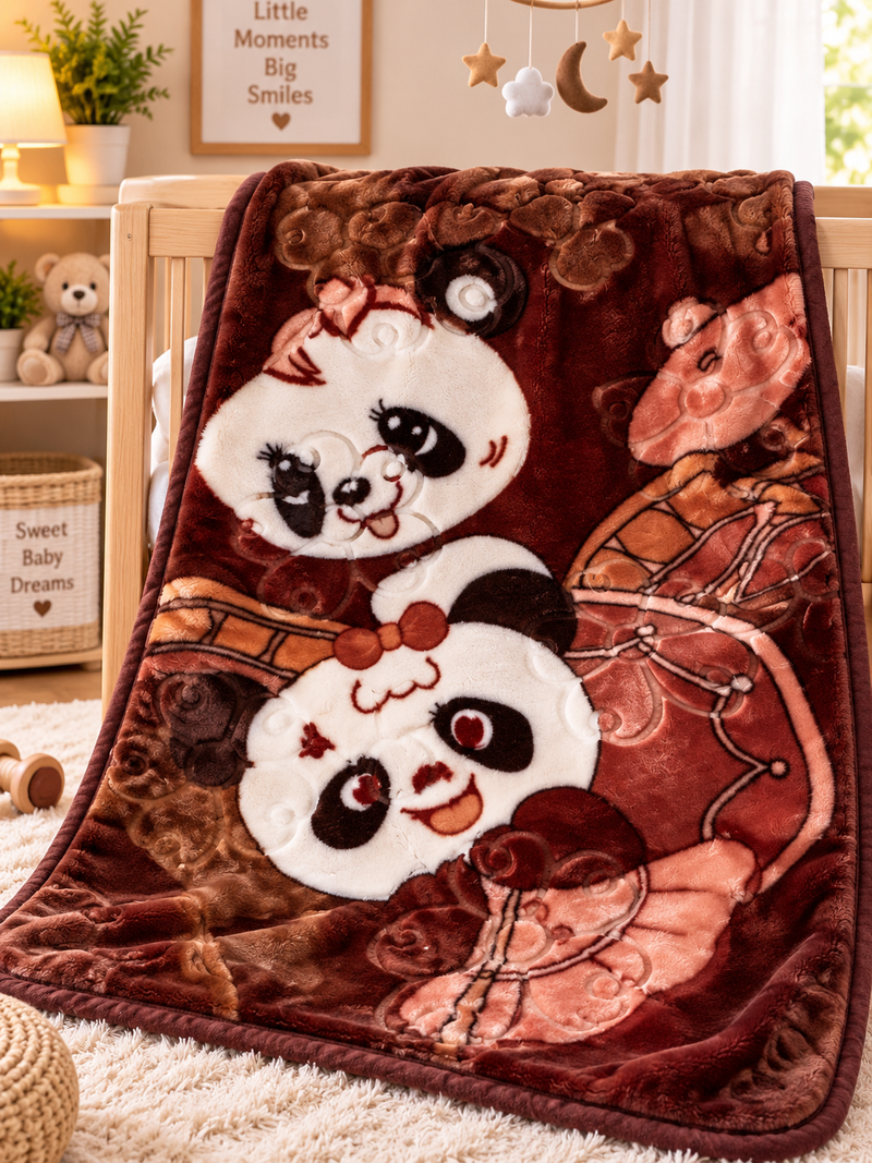 Cute Panda Friends Baby Blanket