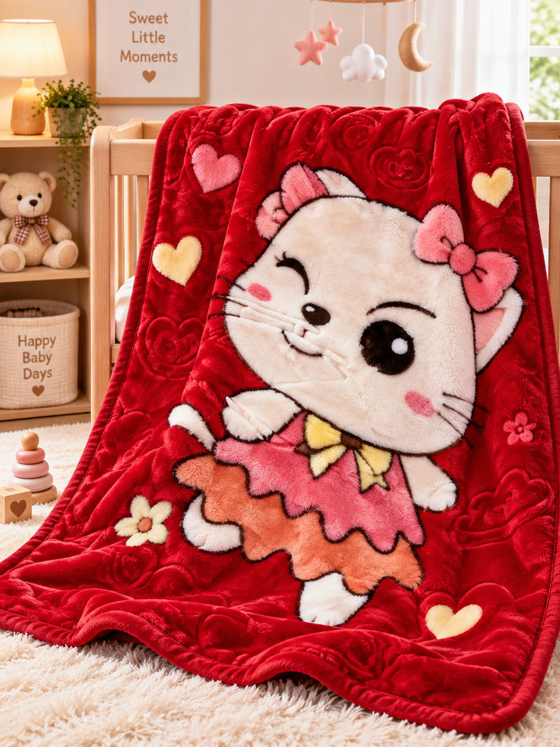 Pink Bow Kitten Baby Blanket