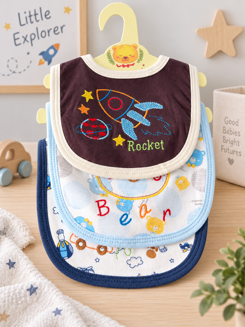 Space Rocket 3 Piece Bib Set