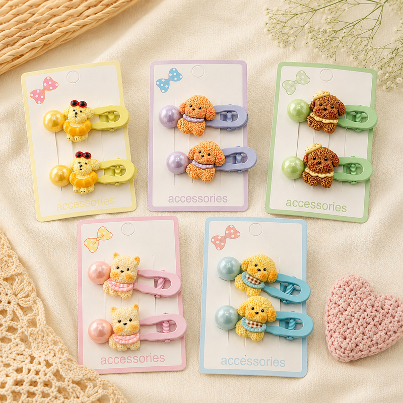 Cute Animal Character Hair Clips for Girls (Pack of 2)