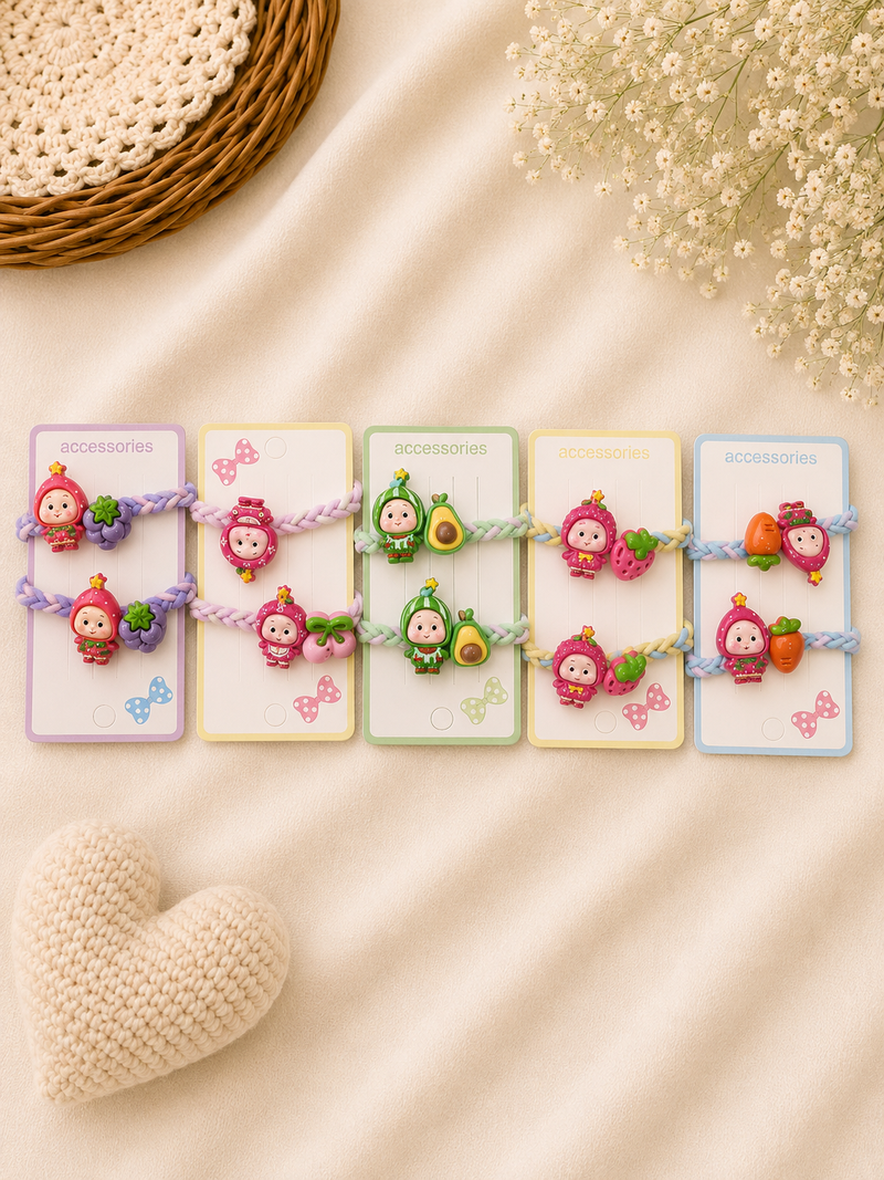 Fruit Doll Braided Hair Ties Set – Pack of 2