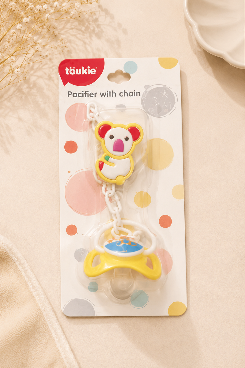 Toukie Koala Pacifier with Chain - Yellow