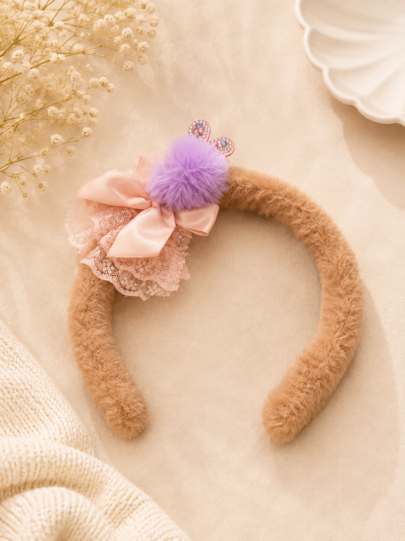Fluffy Fur Bow Headband for Girl
