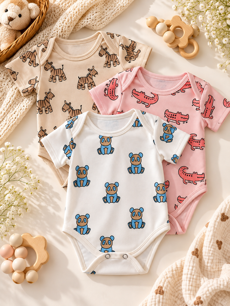 Happy Safari 3 Piece Bodysuit Set