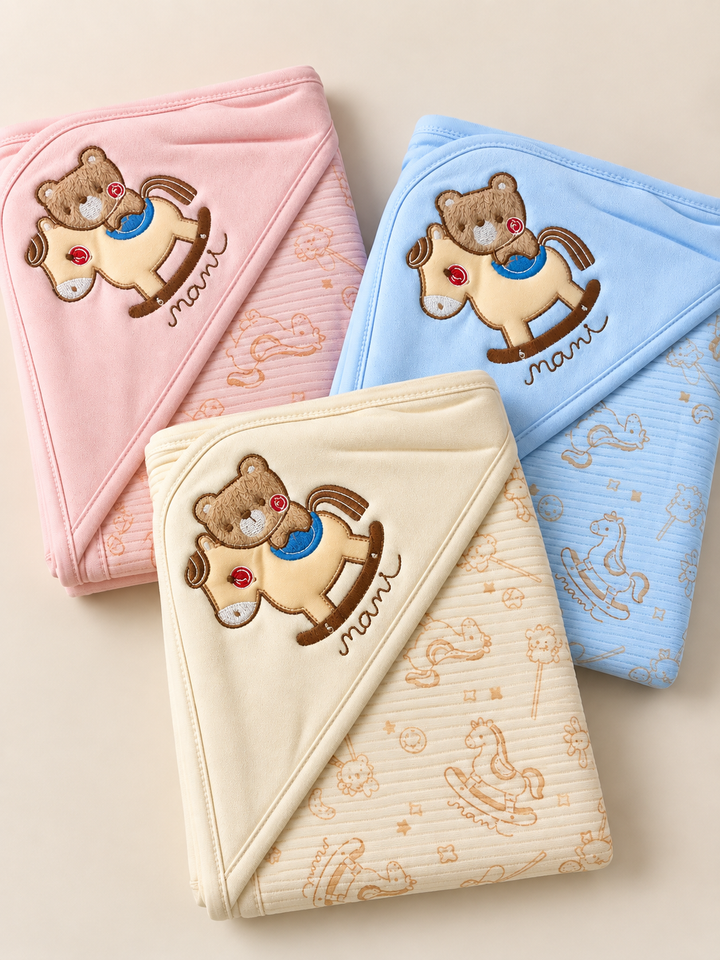 Teddy Rocking Horse Baby Wrap Sheet