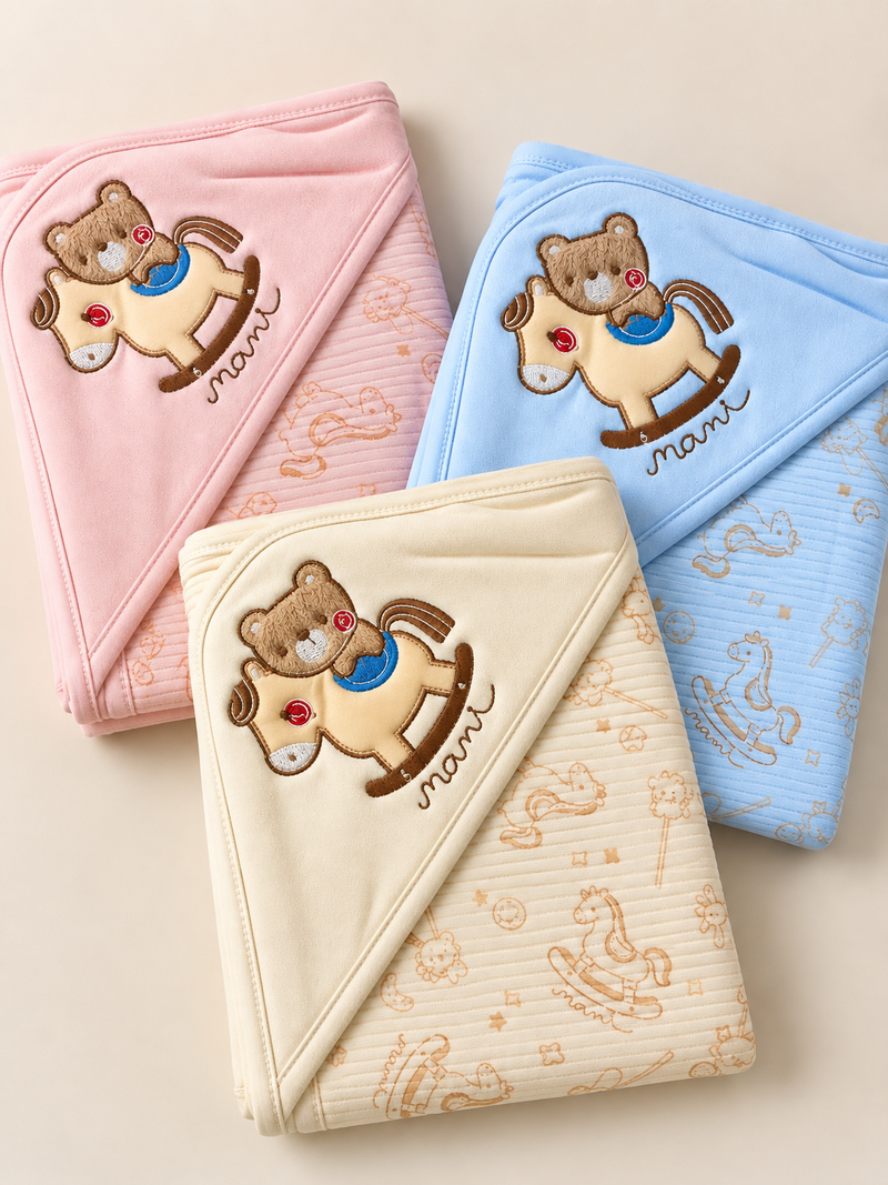 Teddy Rocking Horse Baby Wrap Sheet