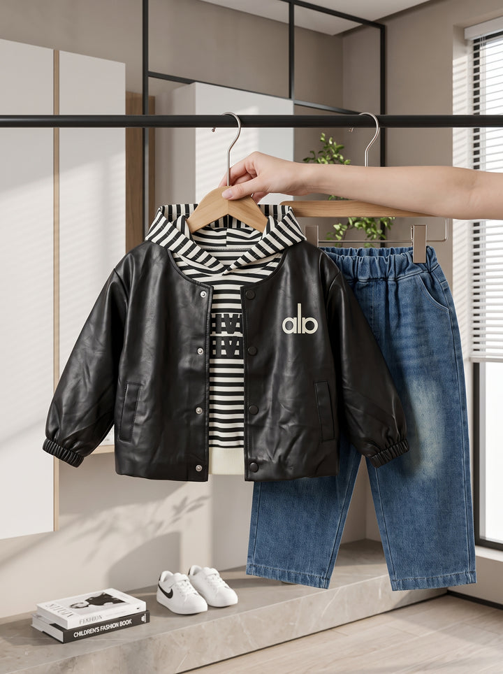 Urban Grip Jacket & Striped Hoodie 3 Piece Set