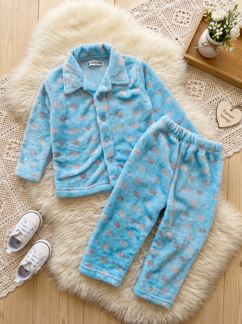 Cloudy Blue Velour Shirt & Trouser