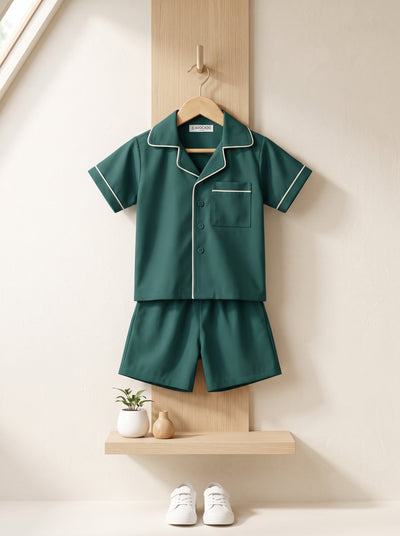 Classic Teal Piped Shirt & Short