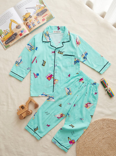 Sky Ride Printed Cotton Nightwear Set