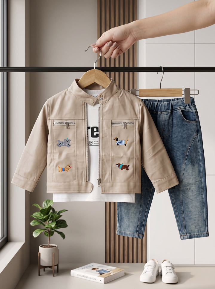 Premium Safari Jacket & Graphic Tee 3 Piece Set