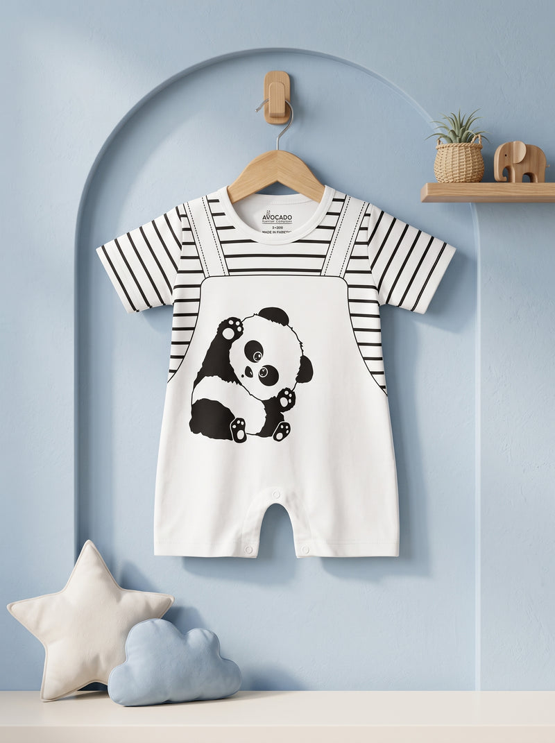 Panda Print Baby Romper