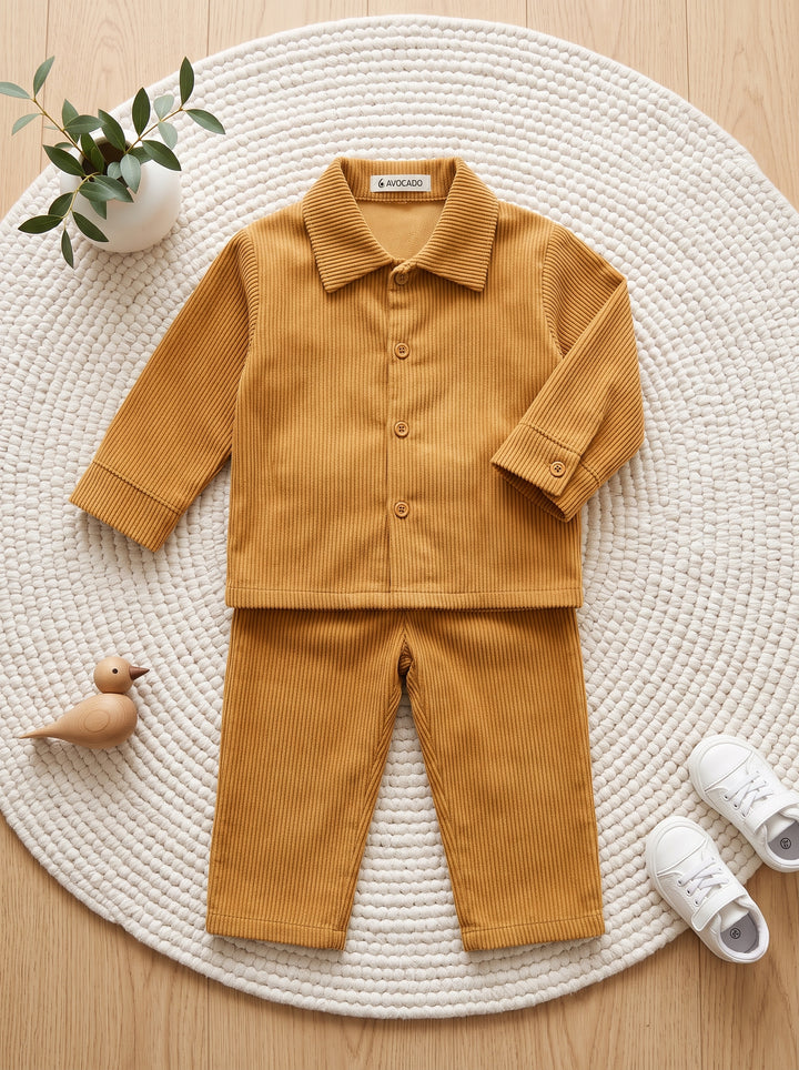 Caramel Classic Corduroy Collared 2-Piece Set