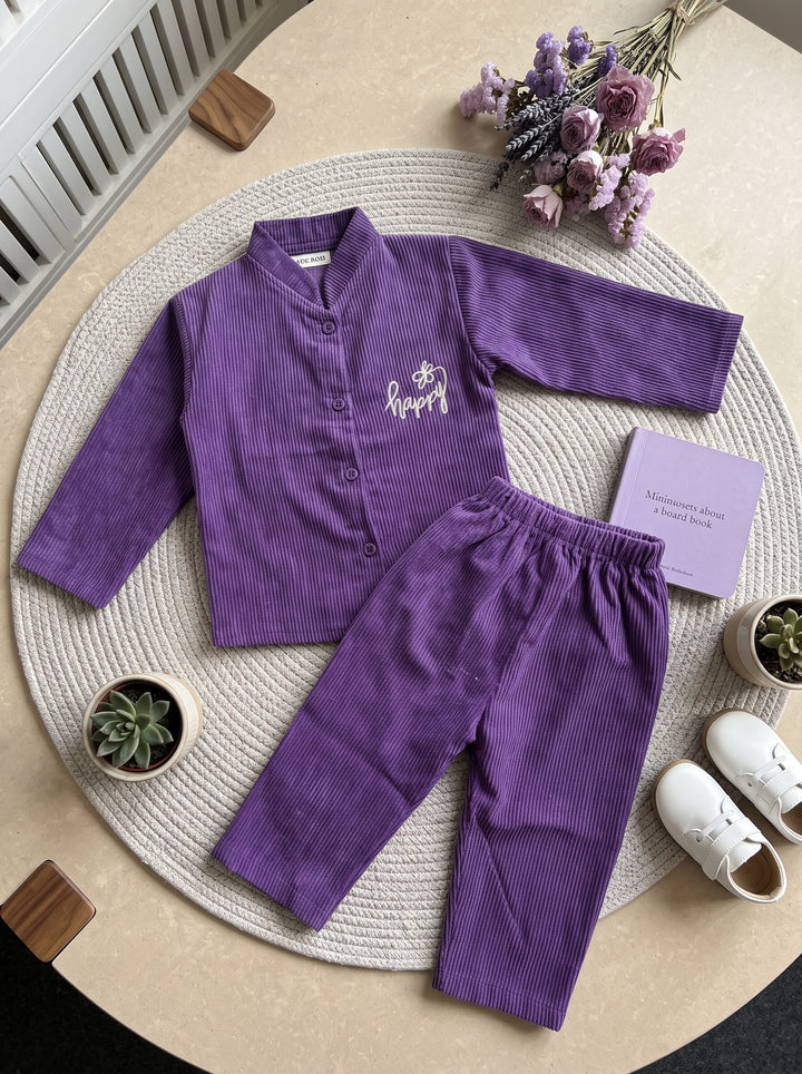 Happy Ribbed Corduroy 2 Piece Set