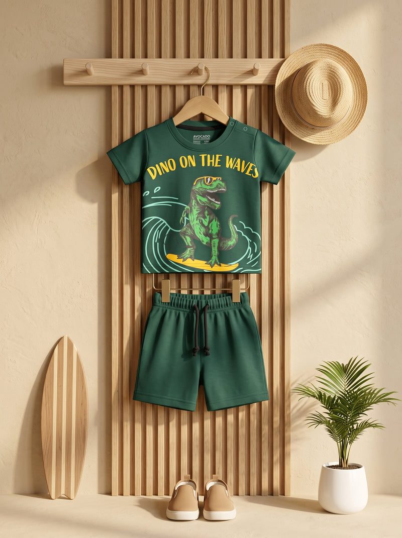 Dino On The Waves Tee & Shorts