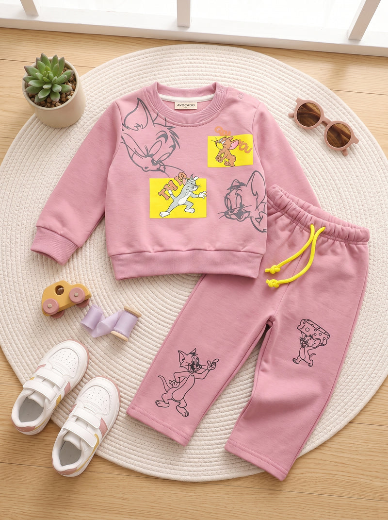 Tom & Jerry Comic Print Fleece Sweatshirt & Trouser Infant