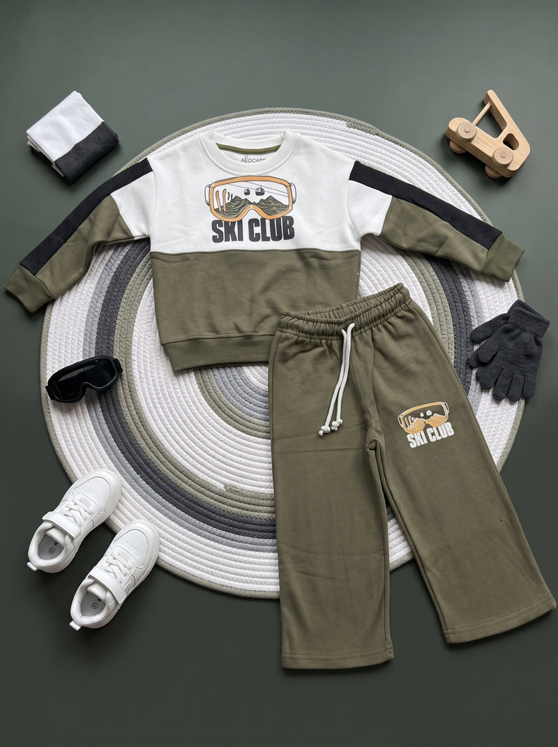 Ski Club Graphic Fleece Sweatshirt & Straight Trouser
