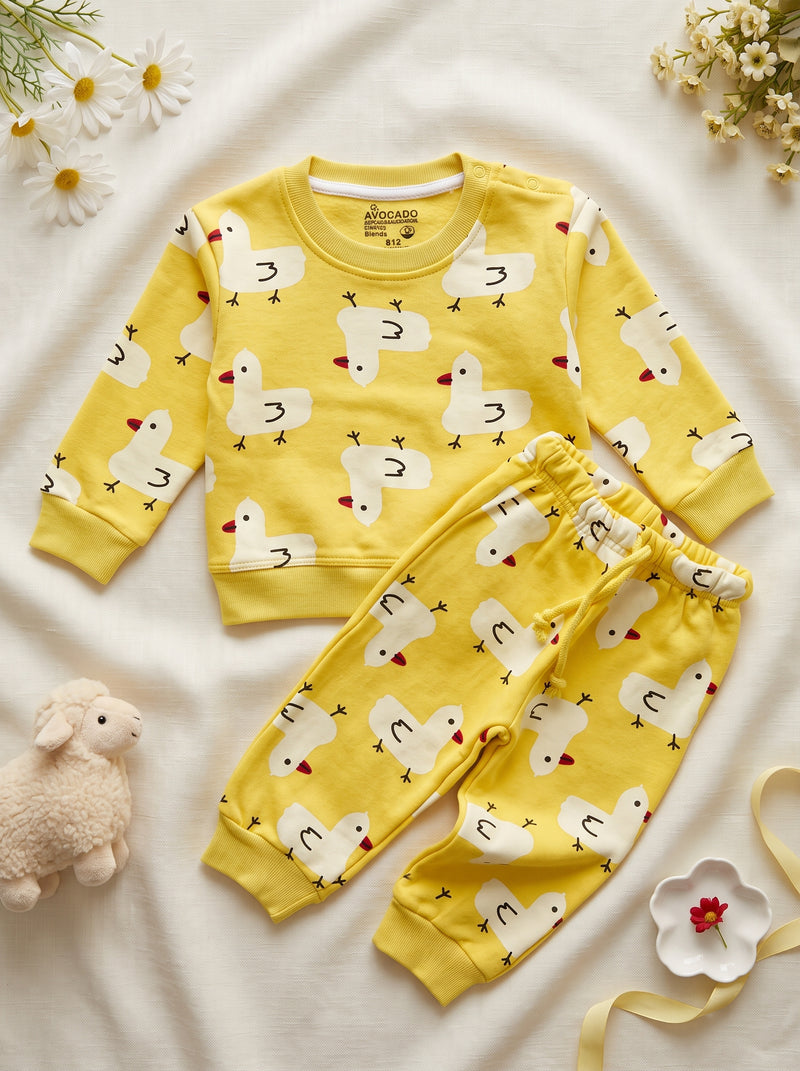Chickie Yellow All Over Fleece Sweatshirt & Trouser Infant