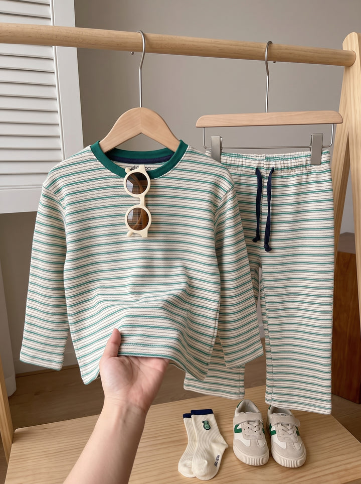 Green Stripe Everyday Full Sleeves Shirt & Trouser