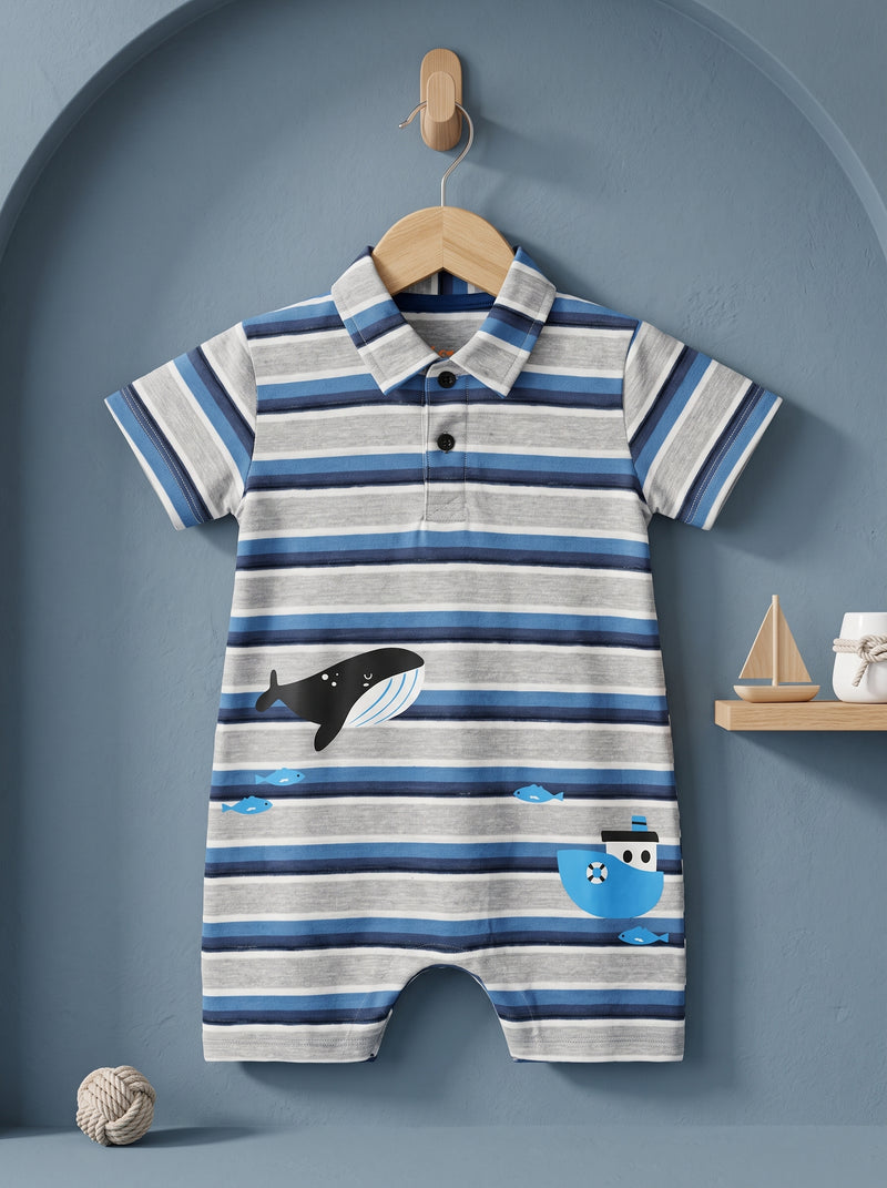 Ocean Stripe Polo Romper