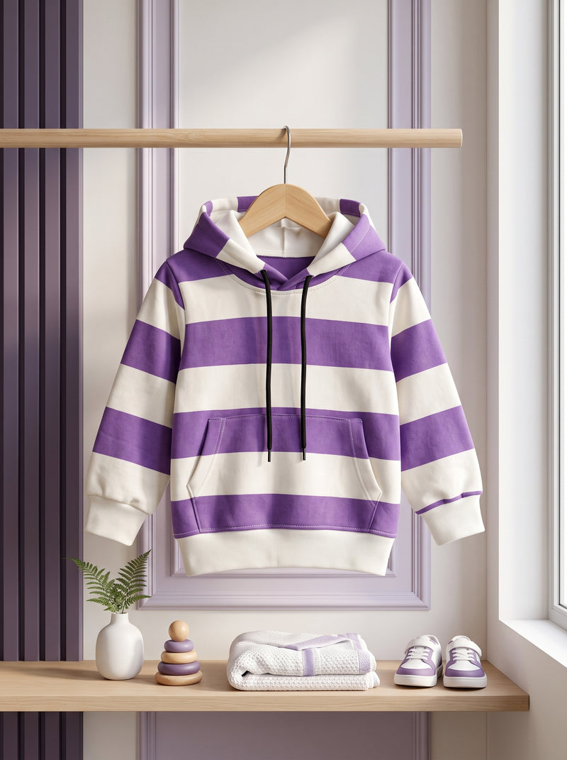 Purple Stripe Fleece Hoodie