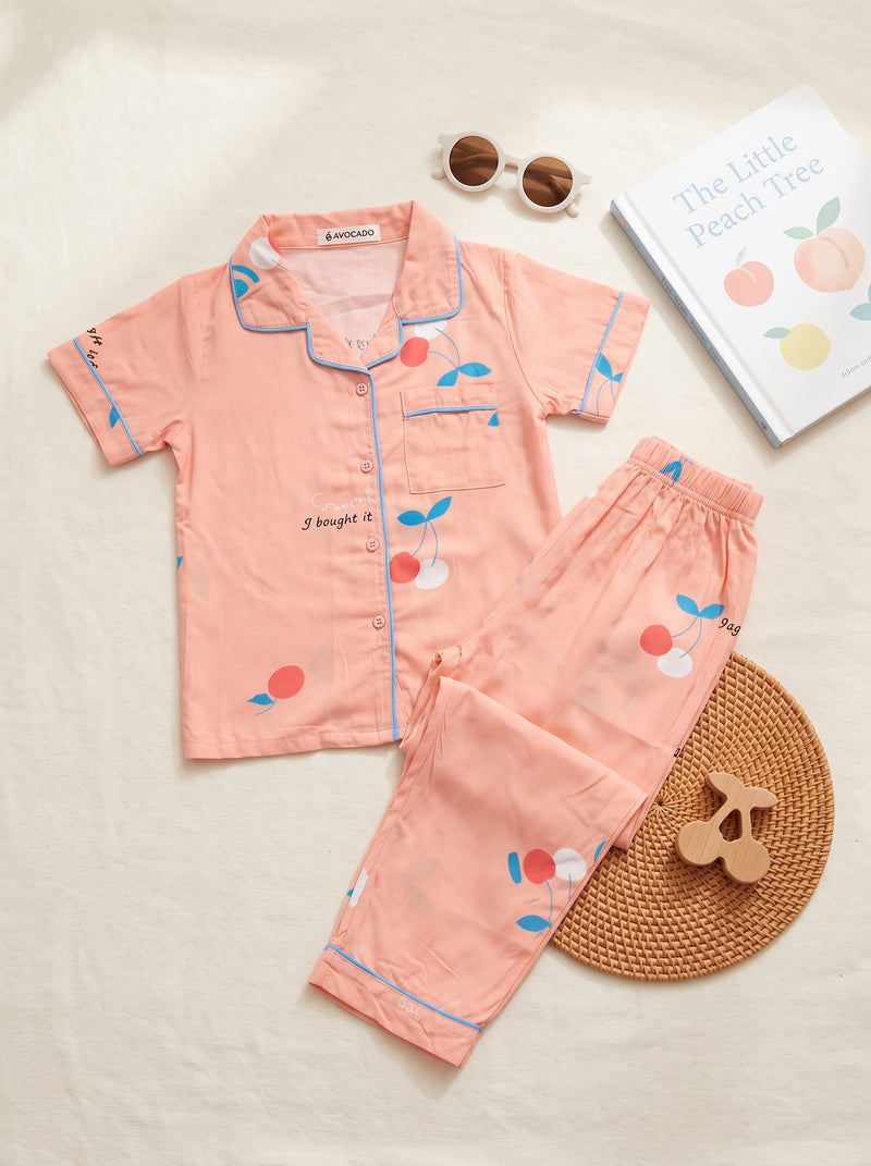 Pink Cherry Printed Nightwear Set