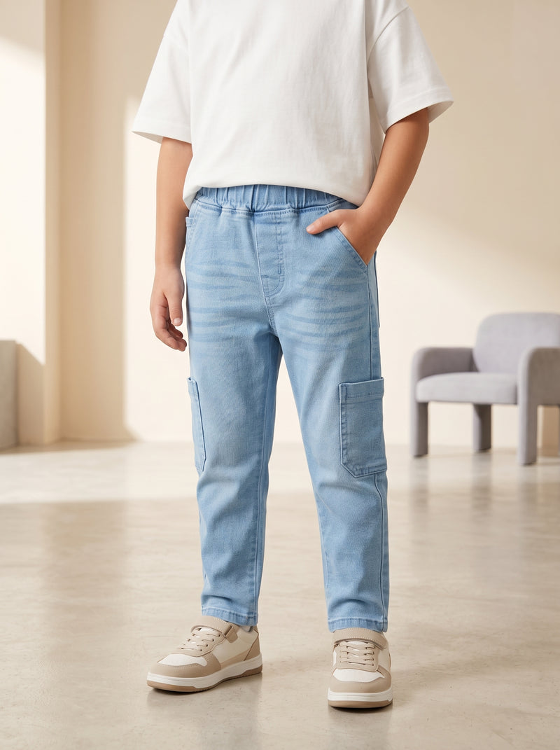 Classic Blue Denim Cargo Jeans