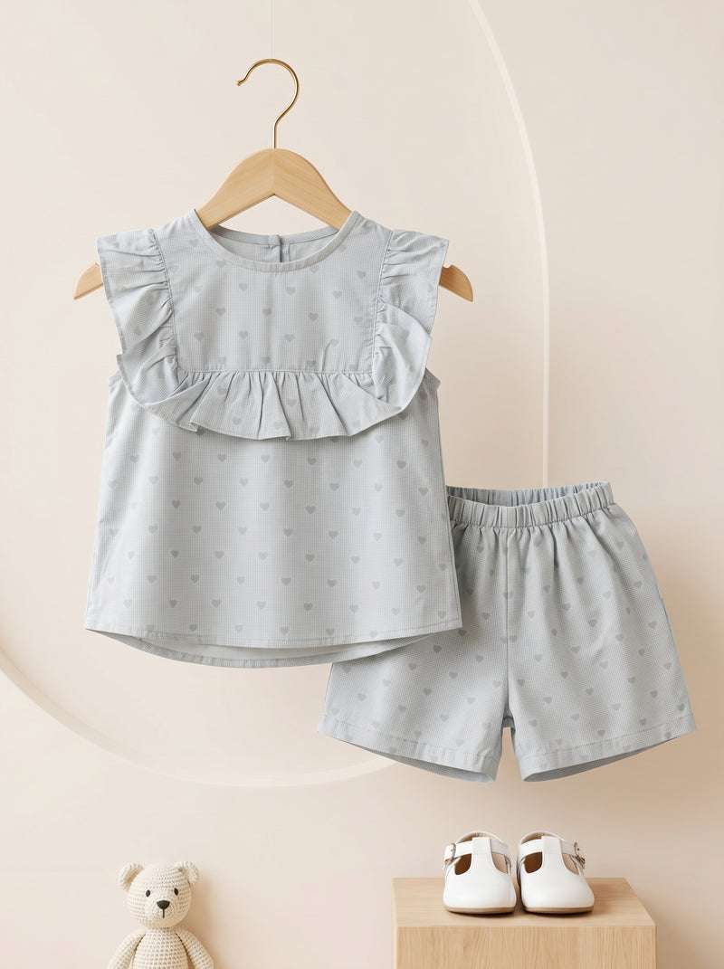Ivory Whisper Frill Shirt & Short