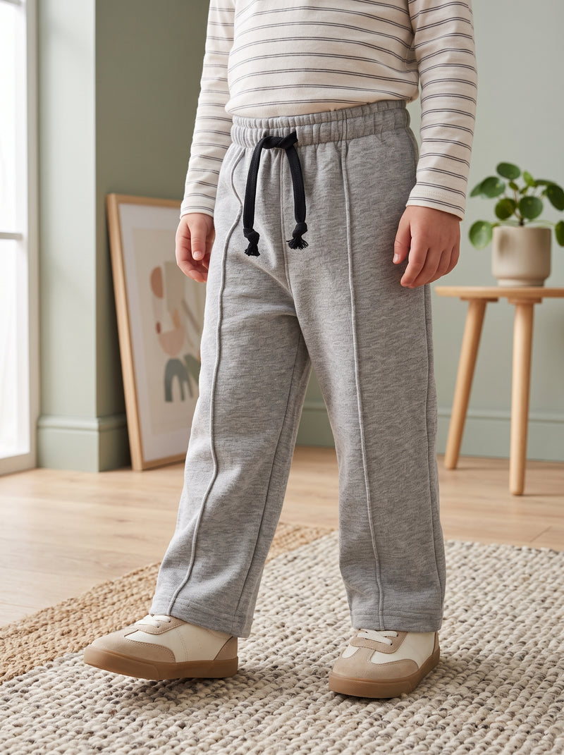 Grey Fleece Straight Trouser