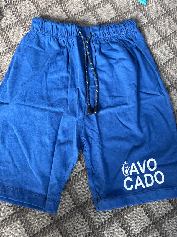 Blue Avocado White Printed Blended Short