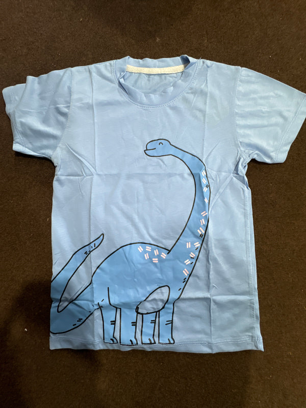 Cute Dinosaur Print Sky Blue Tee