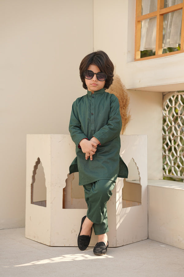 Green Cotton Kurta & Trouser