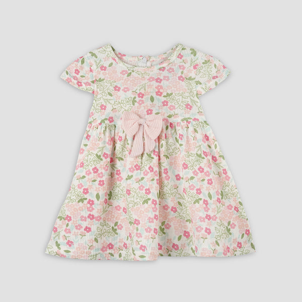 Pink Petal Bow Lace Frock