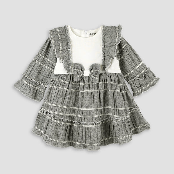 Vintage Grace Ruffle Grey Bow Frock