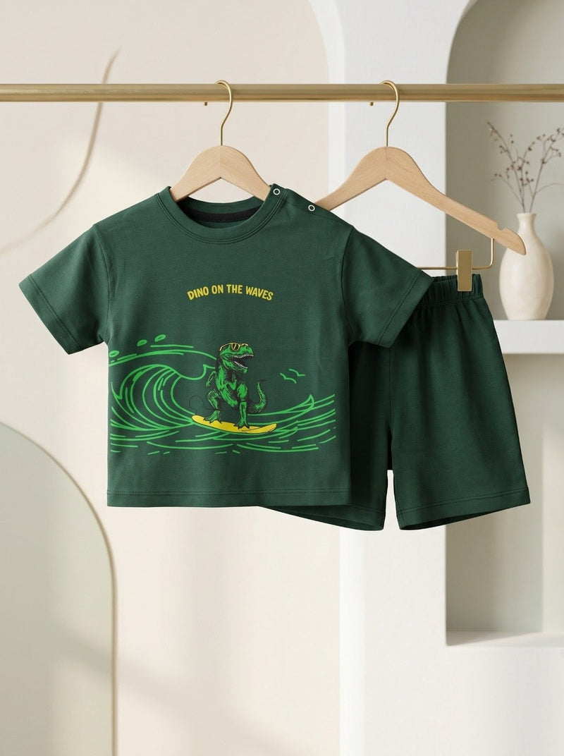 Dino on the Waves Drop Shoulder Tee & Short
