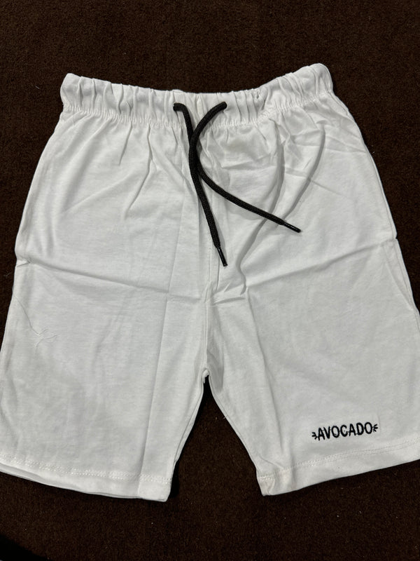 White Embroidered Avocado Short