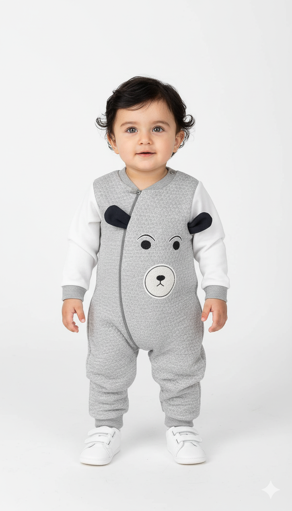 Pluffy Eared Bear Winter Romper