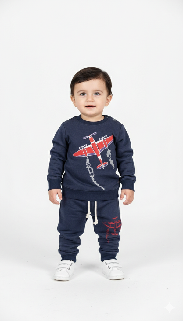 Aviation Themed Fleece Sweatshirt & Trouser