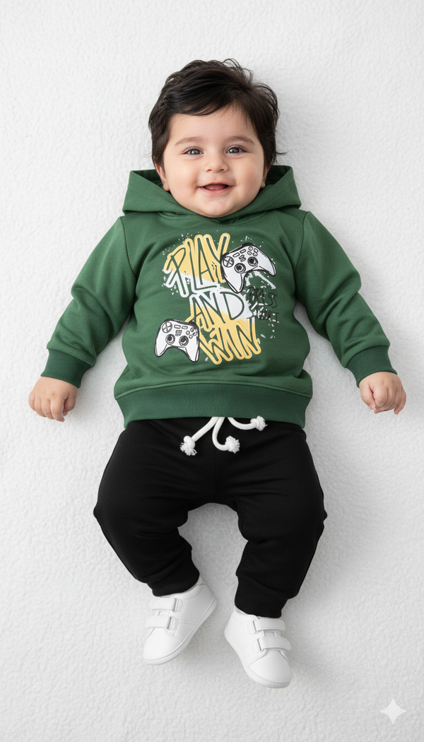 Play and Win Green Fleece Hoodie & Trouser Infant
