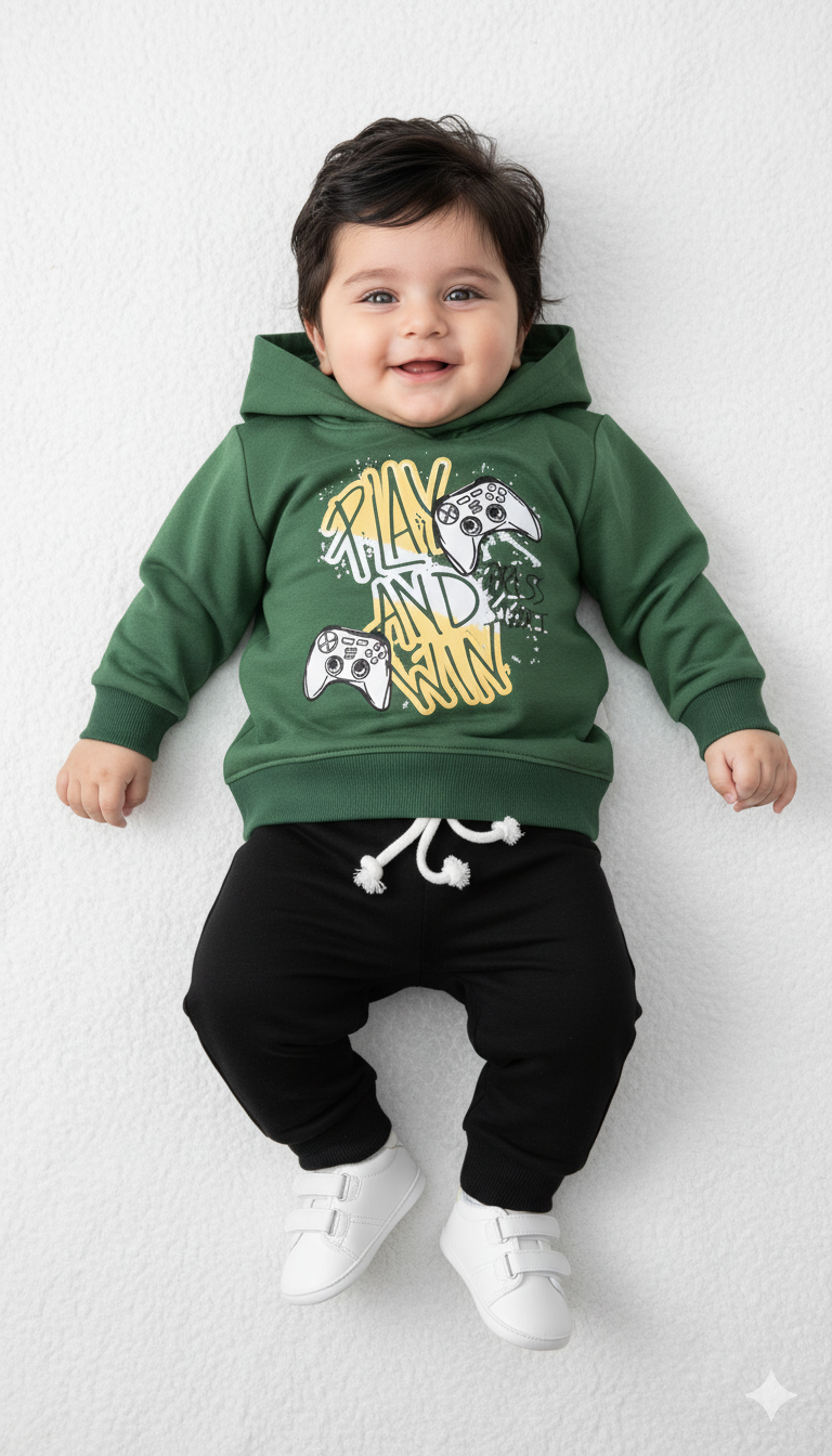 Play and Win Green Fleece Hoodie & Trouser Infant