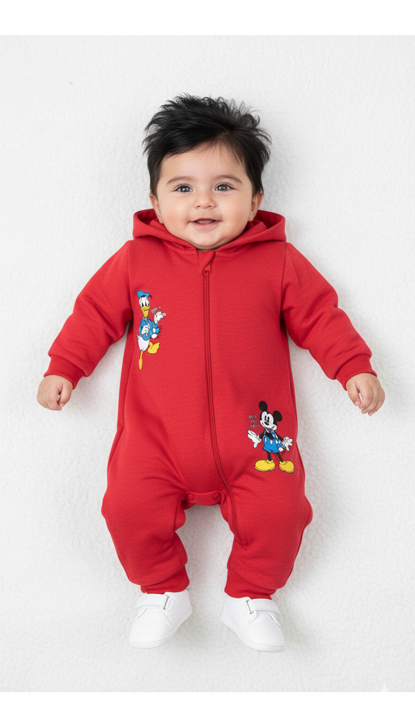 Mickey & Donald Zip Up Fleece Romper